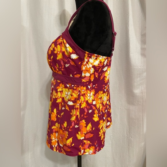 D & Co Beach Multicolor Floral Print Tankini Size 12 - Picture 3 of 8